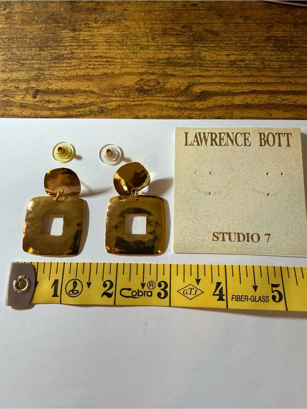 Studio 7 Gold Square Drop Earrings